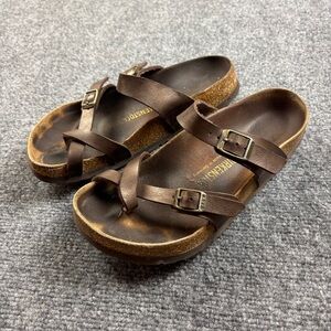 BIRKENSTOCK Women’s Mayari Brown Leather Sandals size: 38 - US 7-7.5